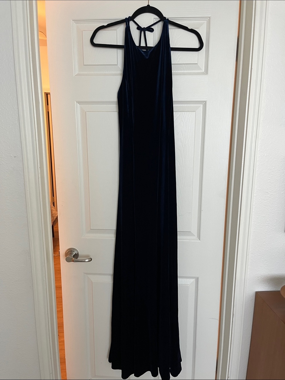 Vintage 90s Cache midnight blue velvet gown